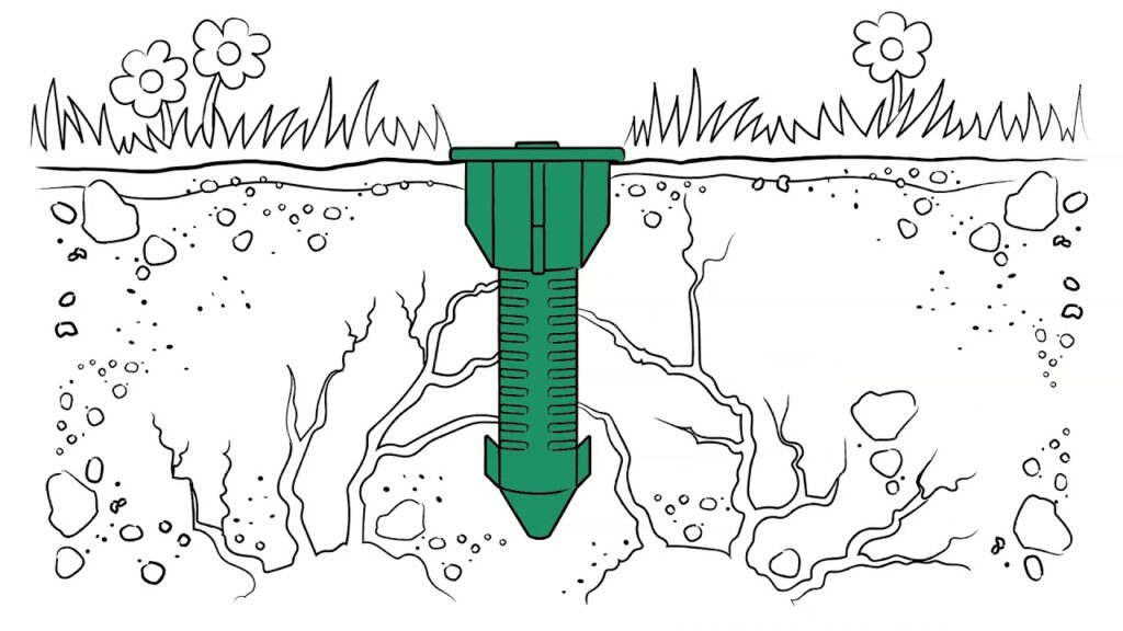 Diagram of an installed termite monitoring bait station